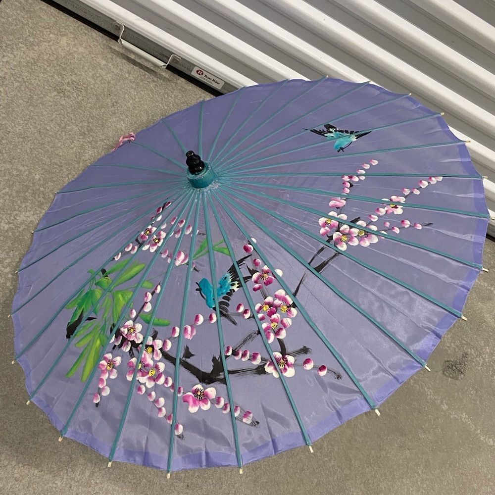 VTG,Purple Parasol with Floral Design